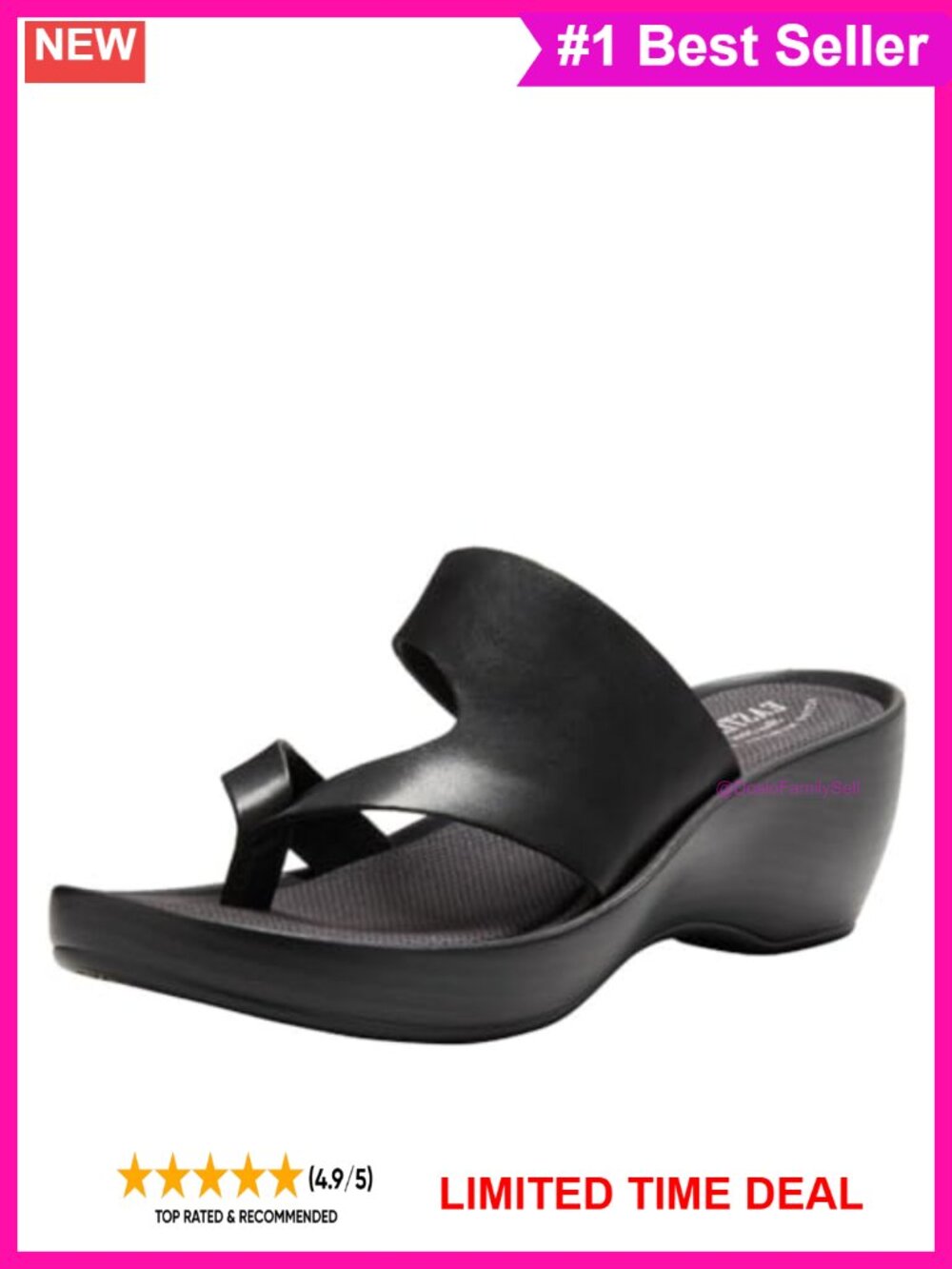 Wedge Dress Sandal Leather Straps Memory Foam Slingback Heel Casual